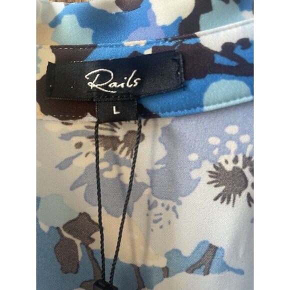 NWT Rails Lisa Top in Blue White Black Zinnia Button Up Size Large - Picture 13 of 13